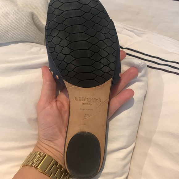 Nanda Studded Suede Flat Slide Sandals, Navy - Picture 3 of 8